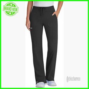 High Waist Wide Leg Scrub Pants with Cargo Pockets, Yoga Waistband